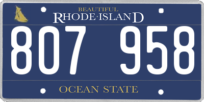 RI license plate 807958