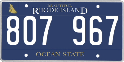 RI license plate 807967