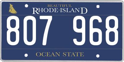 RI license plate 807968