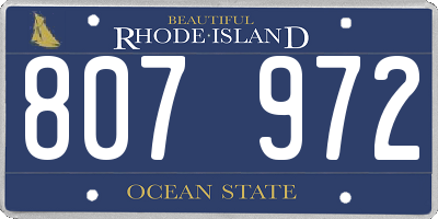 RI license plate 807972