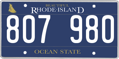 RI license plate 807980