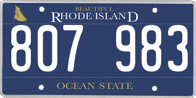 RI license plate 807983