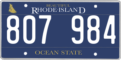 RI license plate 807984