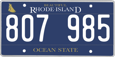 RI license plate 807985