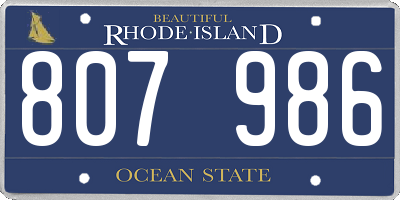 RI license plate 807986