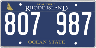 RI license plate 807987