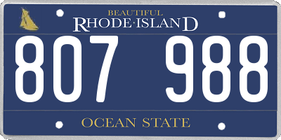 RI license plate 807988