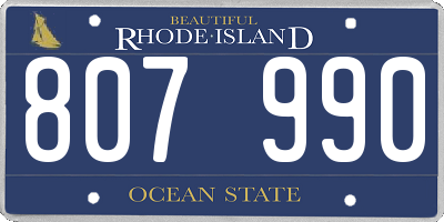 RI license plate 807990