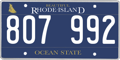 RI license plate 807992