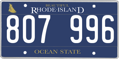 RI license plate 807996