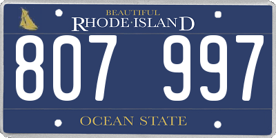 RI license plate 807997