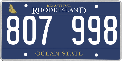 RI license plate 807998