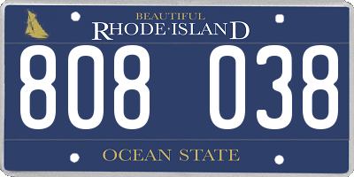 RI license plate 808038