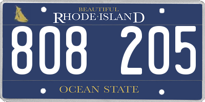 RI license plate 808205
