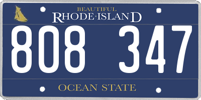 RI license plate 808347