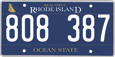 RI license plate 808387