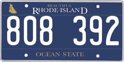 RI license plate 808392