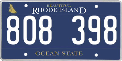 RI license plate 808398