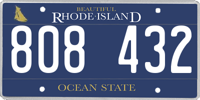 RI license plate 808432