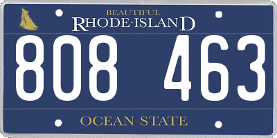 RI license plate 808463