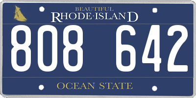 RI license plate 808642