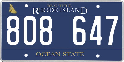RI license plate 808647