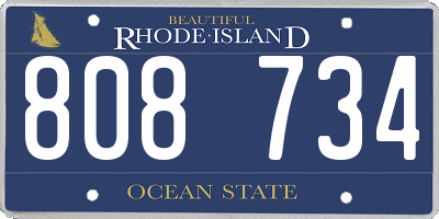 RI license plate 808734