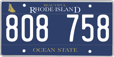 RI license plate 808758