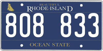 RI license plate 808833