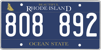 RI license plate 808892