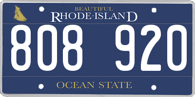 RI license plate 808920