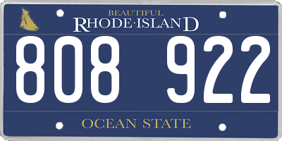 RI license plate 808922