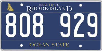 RI license plate 808929