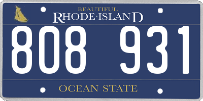 RI license plate 808931