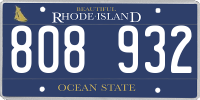 RI license plate 808932