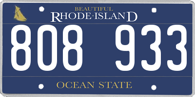RI license plate 808933