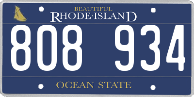 RI license plate 808934