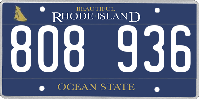 RI license plate 808936