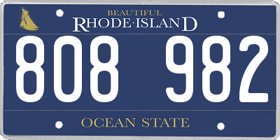 RI license plate 808982