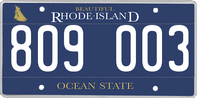 RI license plate 809003