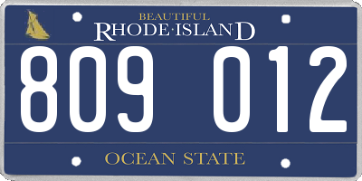 RI license plate 809012