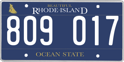 RI license plate 809017