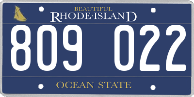 RI license plate 809022