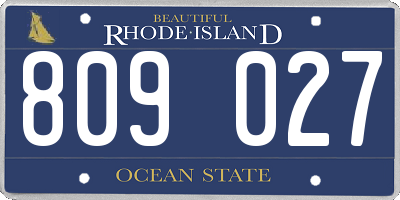 RI license plate 809027