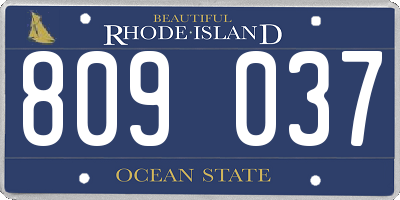 RI license plate 809037