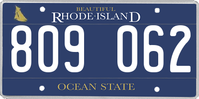 RI license plate 809062
