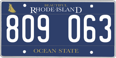 RI license plate 809063