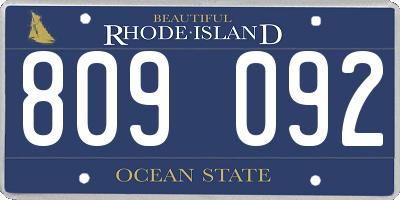 RI license plate 809092