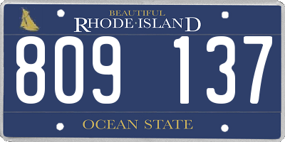 RI license plate 809137