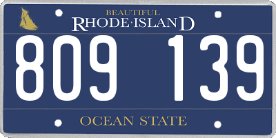 RI license plate 809139
